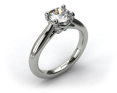 18k White Gold Diamond Studded Bezel Solitaire